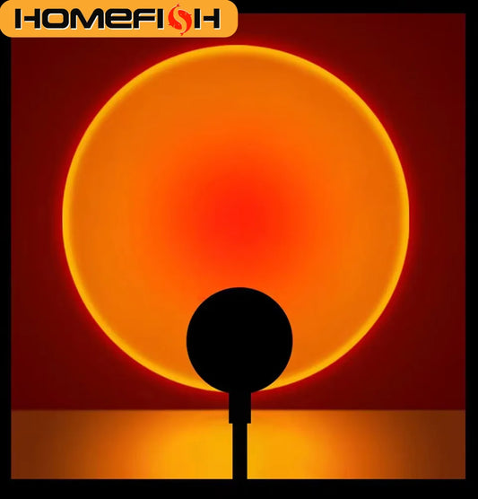 Round orange bedroom mood light with a sleek design
