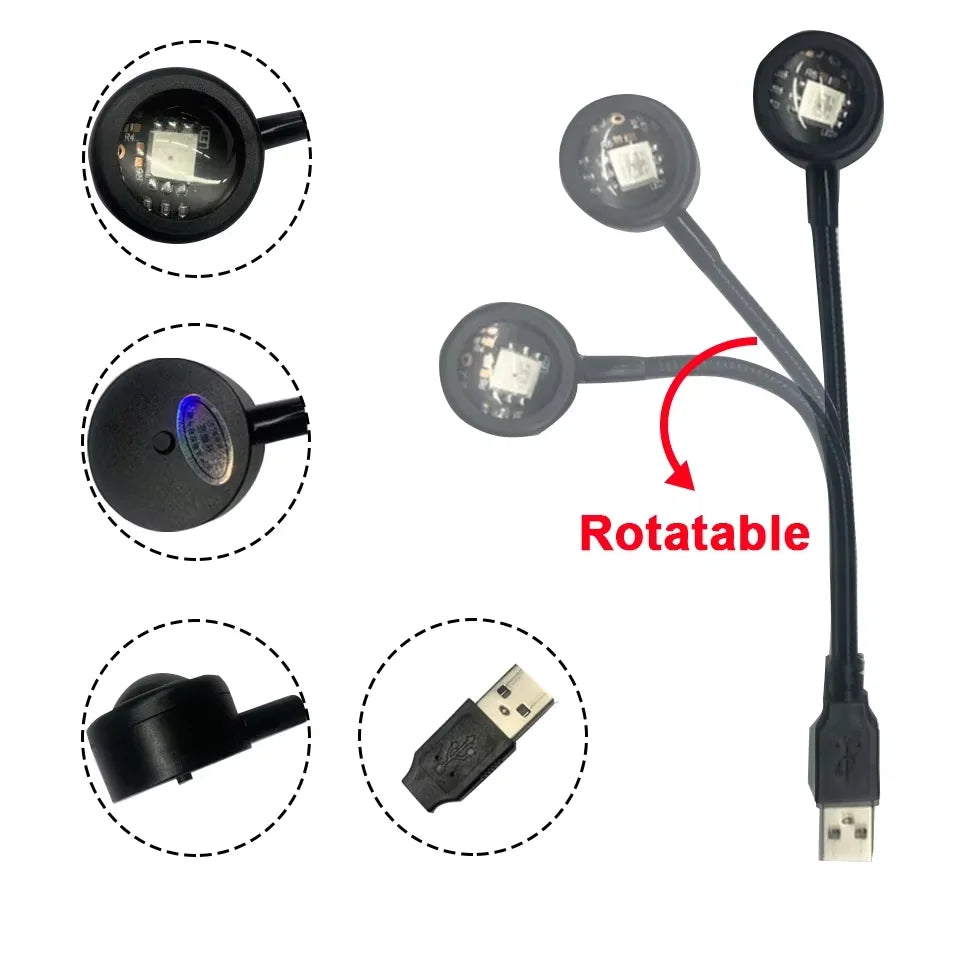 Black USB bedroom mood light with rotatable design