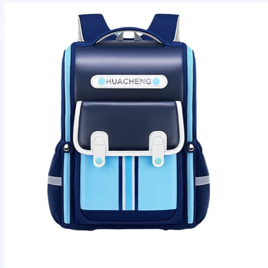 Navy and light blue school backpack with front pocket and padded straps by Luxurymania24 fashion student backpack 2024