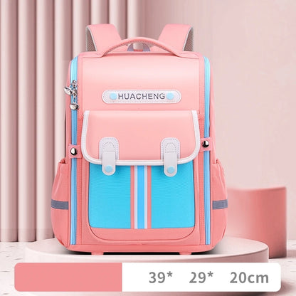 HUACHENG pink and blue school rucksack with front pocket and padded straps fashion student backpack 2024