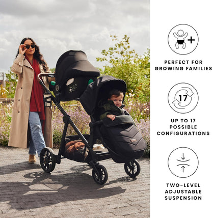 Luxurymania Ickle Bubba Virgo Twin travel system with two children and adjustable suspension