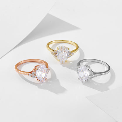 Luxurymania24 VVS1 Moissanite Ring For Women pear shaped rain drop jewellery in rose gold yellow gold and white gold