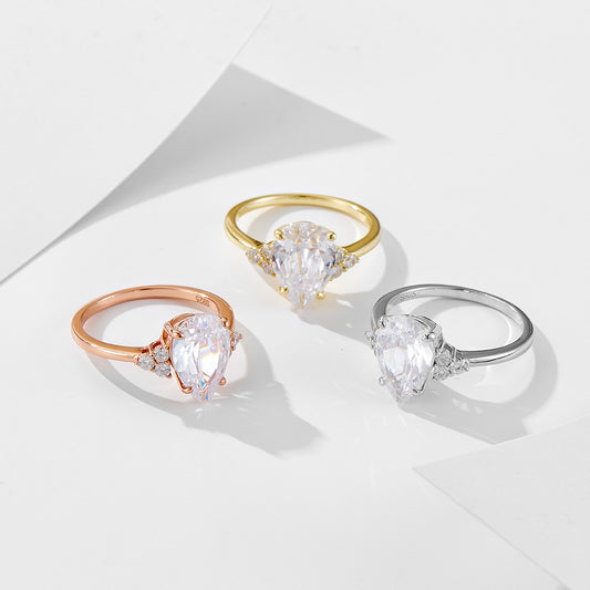 Luxurymania24 VVS1 Moissanite Ring For Women pear shaped rain drop jewellery in rose gold yellow gold and white gold