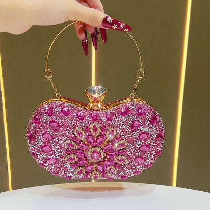 Lightweight embellished shoulder bag women in pink with sparkling stones for special occasions