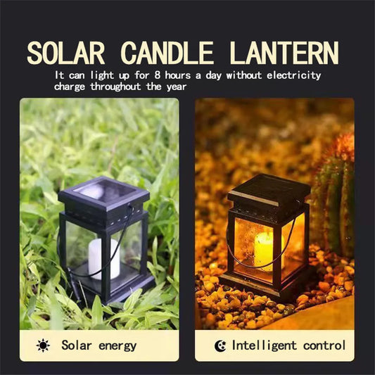 Solar candle lantern in black with lightweight Solar outdoor lights