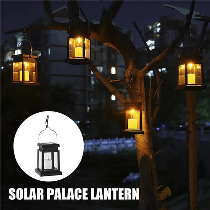 Black solar palace lanterns for garden with lightweight Solar outdoor lights