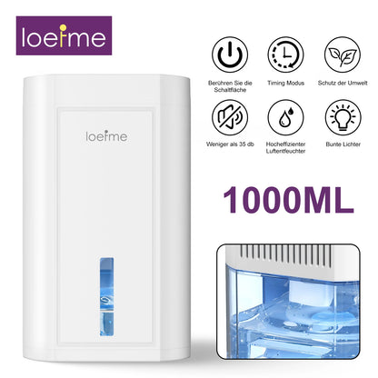 Loeifme 1000ML electric home dehumidifier with quiet operation and colourful lights for effective moisture control