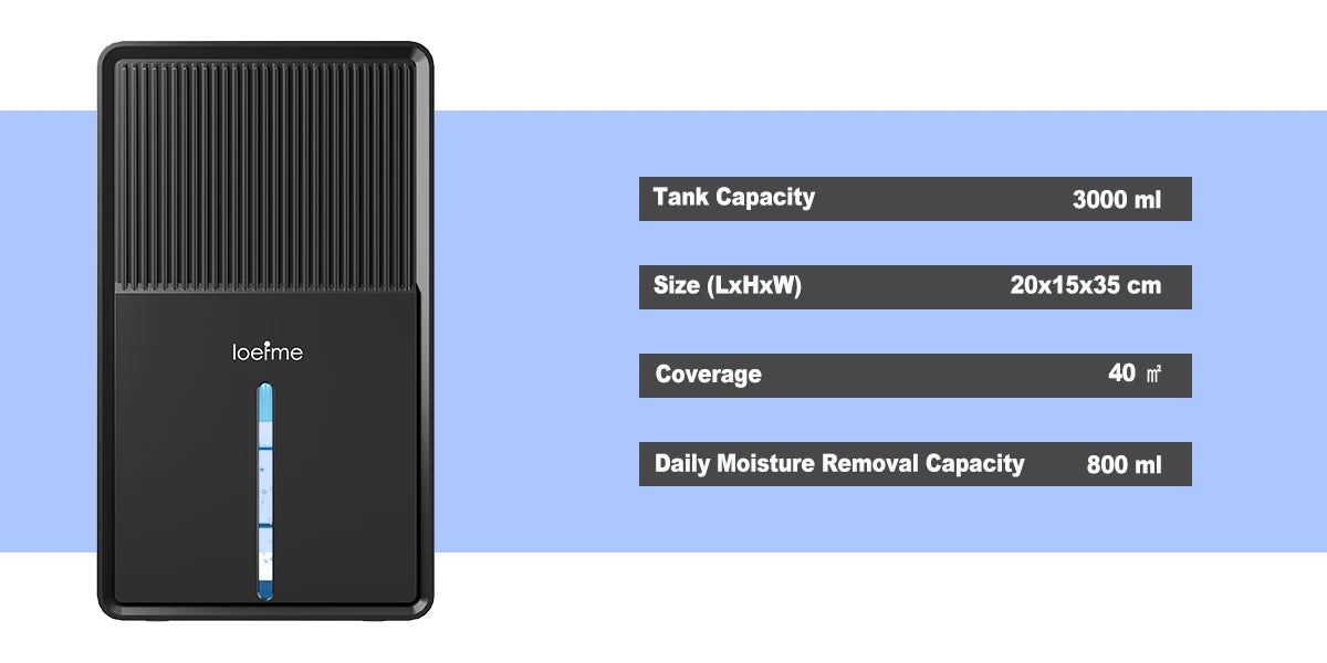 Electric home dehumidifier by Luxurymania24 with 3000 ml tank capacity for optimal moisture control