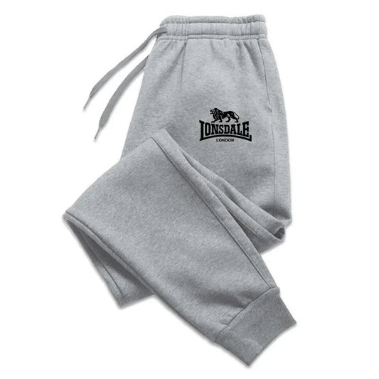 Gray Lonsdale London sweatpants from streetwear tracksuits mens collection with elastic waistband and cuffs