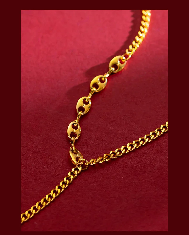 Gold chain on a red background