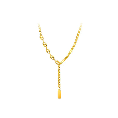 Elegant lucky sign gold bar necklace with a sleek chain design for a stylish look