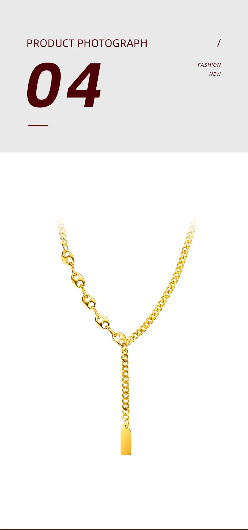 Stylish lucky sign gold bar necklace with a delicate chain for modern elegance