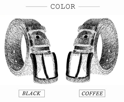 MEDYLA Leather Strap For Men by Luxurymania24 showing black and coffee leather belts with metal buckles
