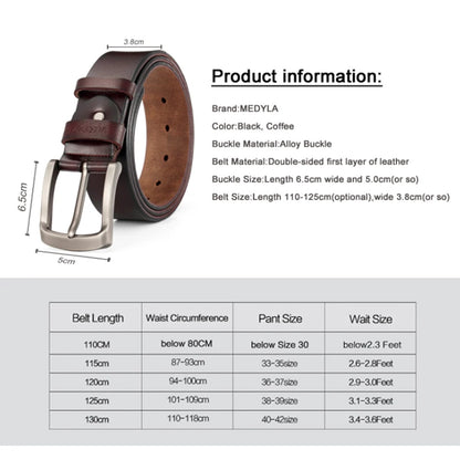 MEDYLA Leather Strap For Men brown double sided leather belt with alloy buckle by Luxurymania24