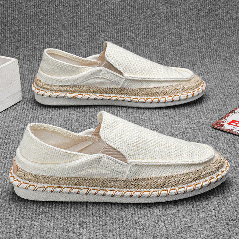 Eprolo Old Beijing style slip-on shoes in white with woven detailing for casual wear