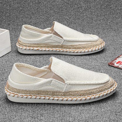 Eprolo Old Beijing style slip-on shoes in white with woven detailing for casual wear