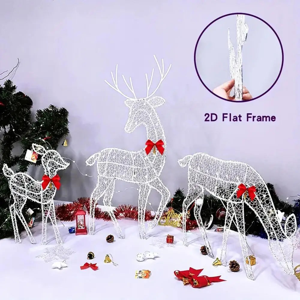Luxurymania24 outdoor glowing elk Christmas ornament in 2D flat frame with festive decorations