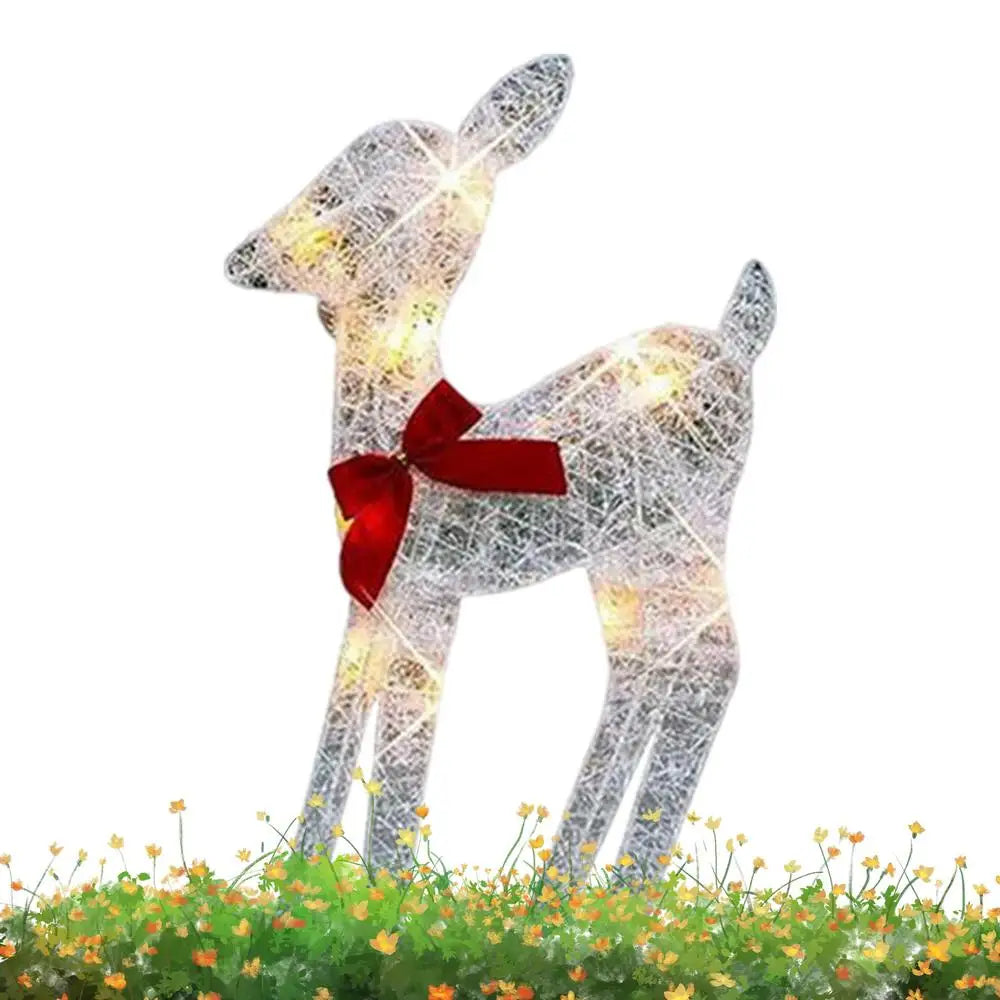 Luxurymania24 outdoor glowing elk Christmas ornament with a red bow and LED lights