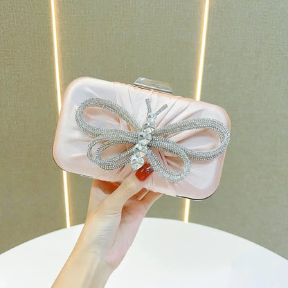 Elegant Diamond Butterfly Knot Clutch Bag