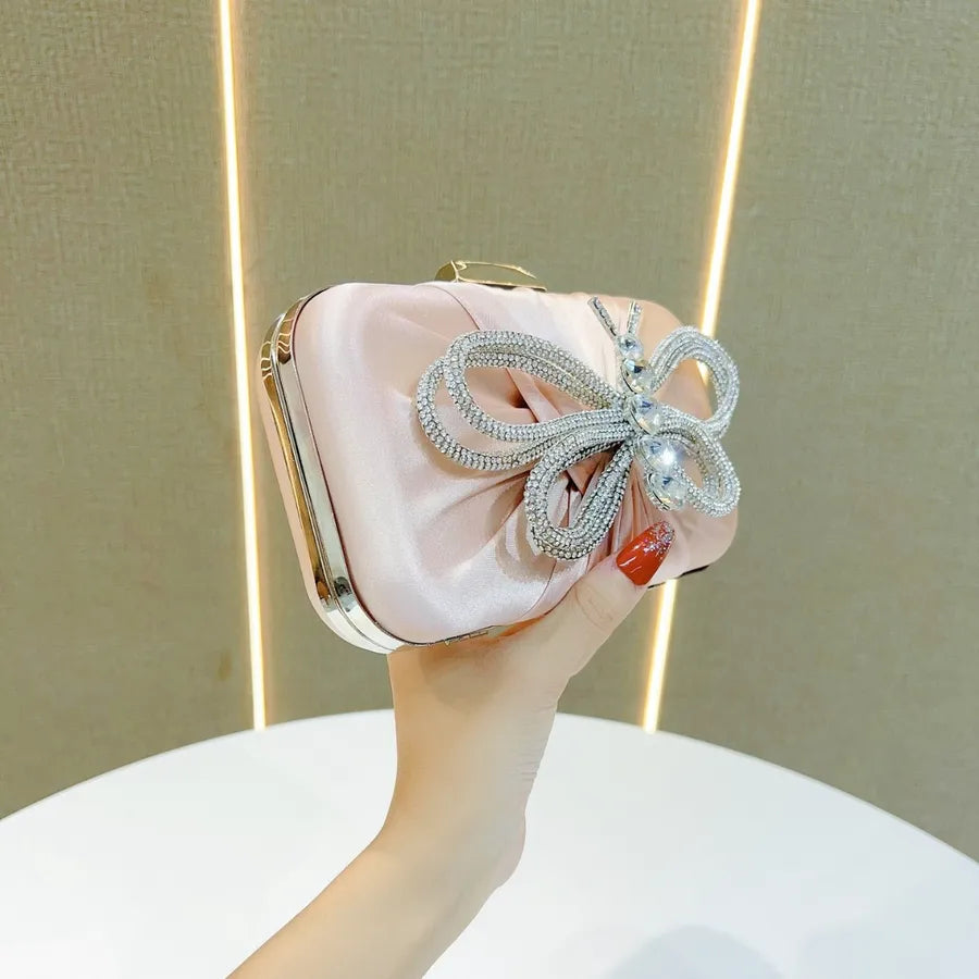 Elegant Diamond Butterfly Knot Clutch Bag
