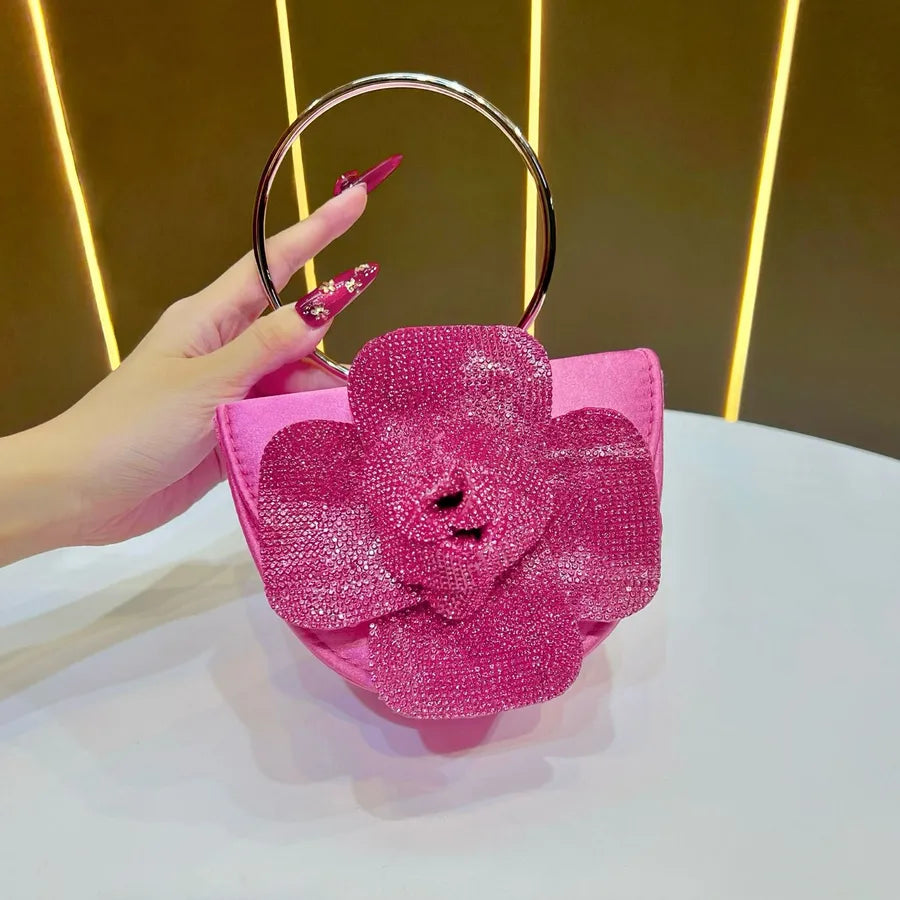 Fashionable Tea Rose Shiny Handbag