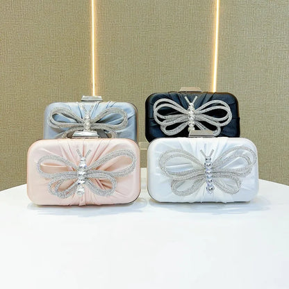 Elegant Diamond Butterfly Knot Clutch Bag