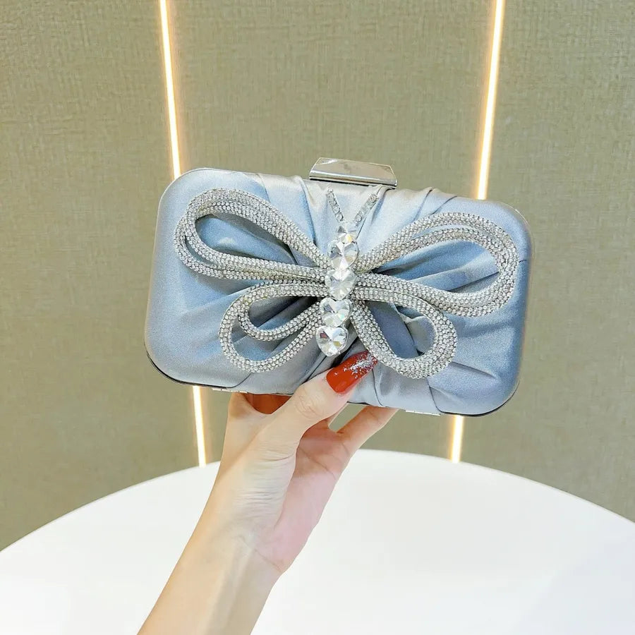 Elegant Diamond Butterfly Knot Clutch Bag