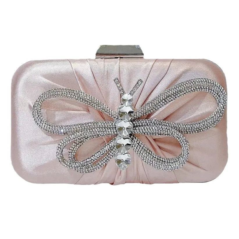 Elegant Diamond Butterfly Knot Clutch Bag