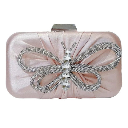 Elegant Diamond Butterfly Knot Clutch Bag