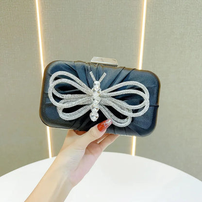 Elegant Diamond Butterfly Knot Clutch Bag