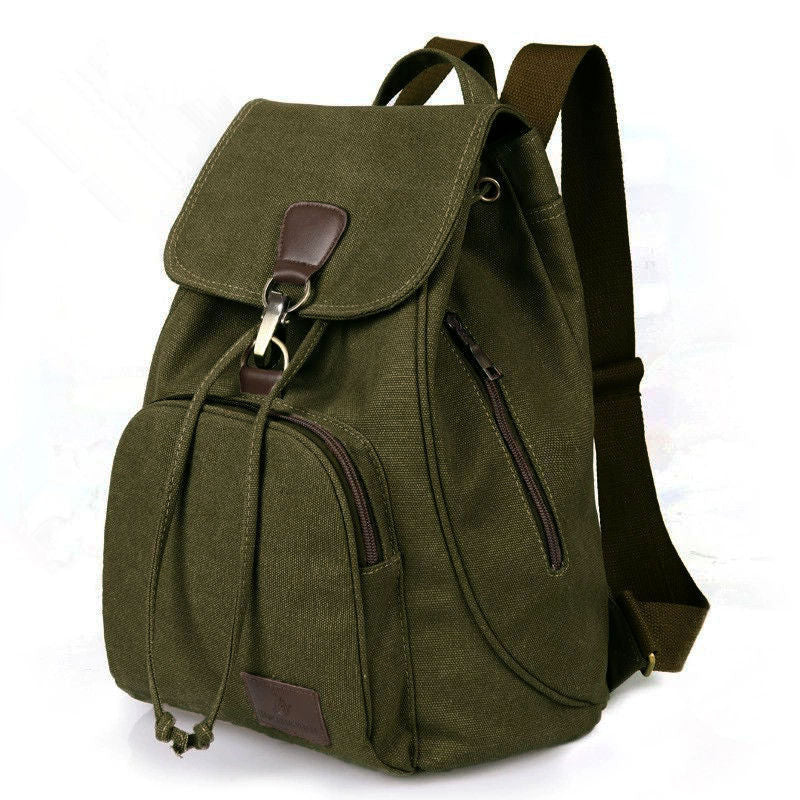 eprolo retro girls fashion backpack in olive green with multiple pockets and adjustable straps