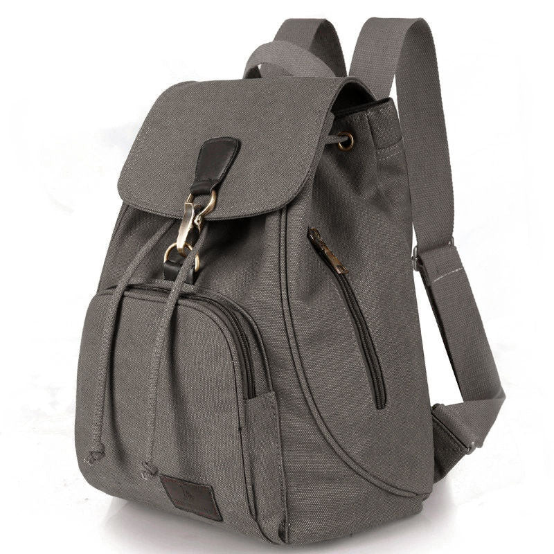 Eprolo retro girls fashion backpack in grey with spacious compartments and adjustable straps