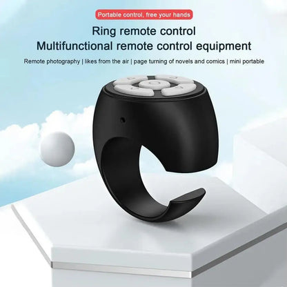 eprolo Bluetooth ring remote control black wearable finger remote with white buttons for photography and page turning