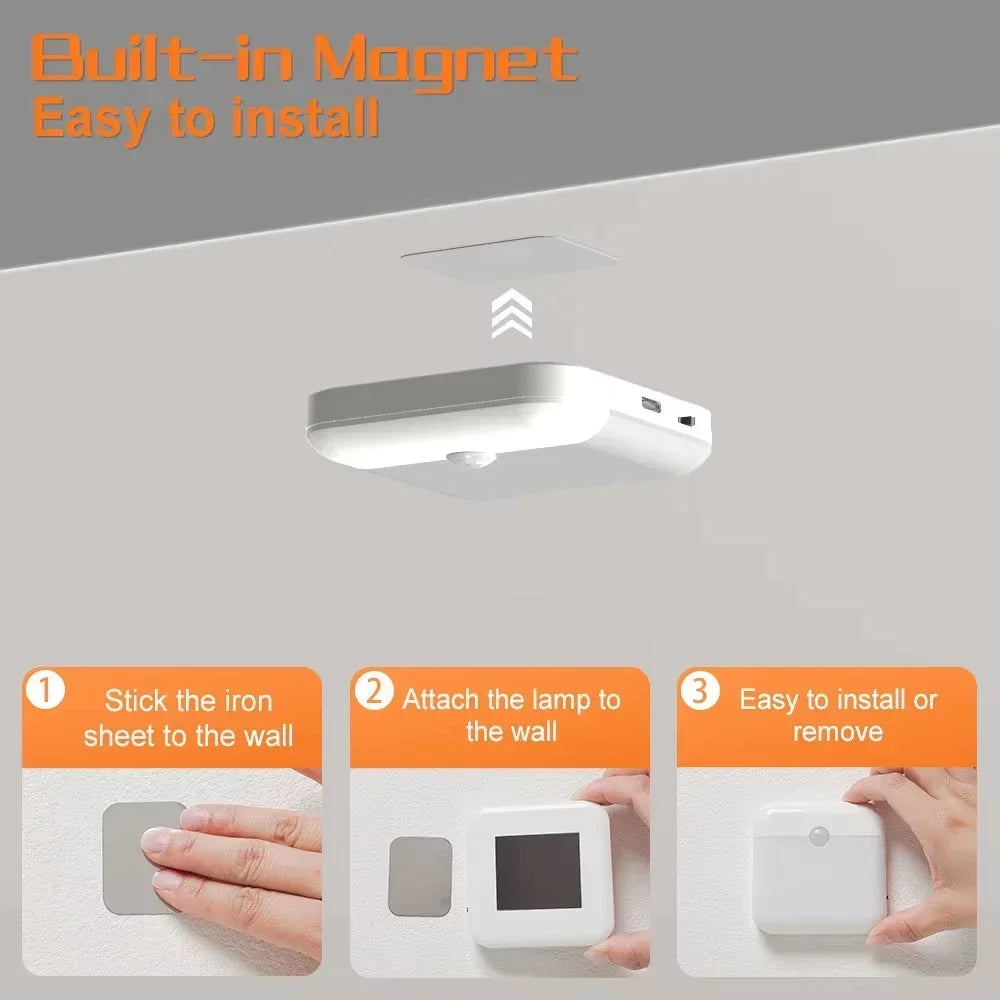White LED garden light with built-in magnet for easy installation