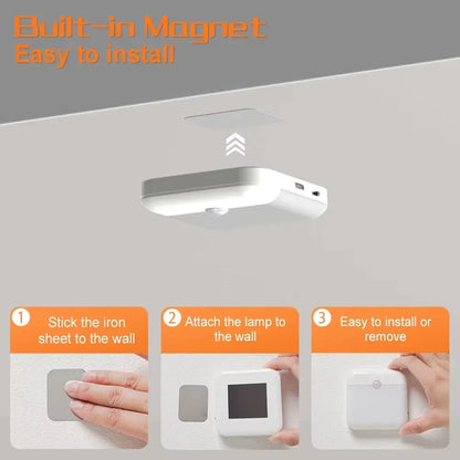 White LED garden light with built-in magnet for easy installation