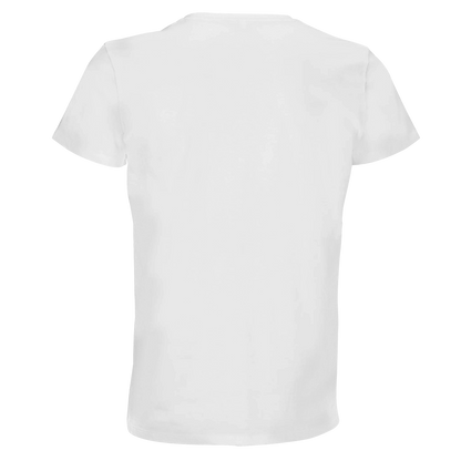 White recycled unisex crewneck T-shirt made from eco-friendly materials for sustainable fashion enthusiasts