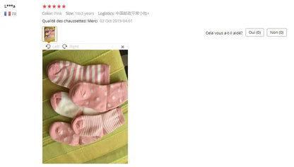 Soft toddler socks for boys and girls in pink and white patterns, ideal for comfortable wear