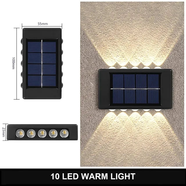 Solar Wall Light Black LED for Outdoor Garden Use