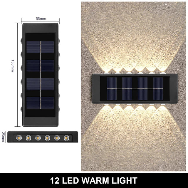Black solar-powered LED warm light with 12 lights