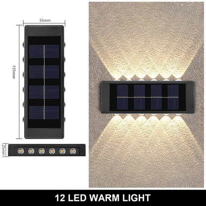 Black solar-powered LED warm light with 12 lights