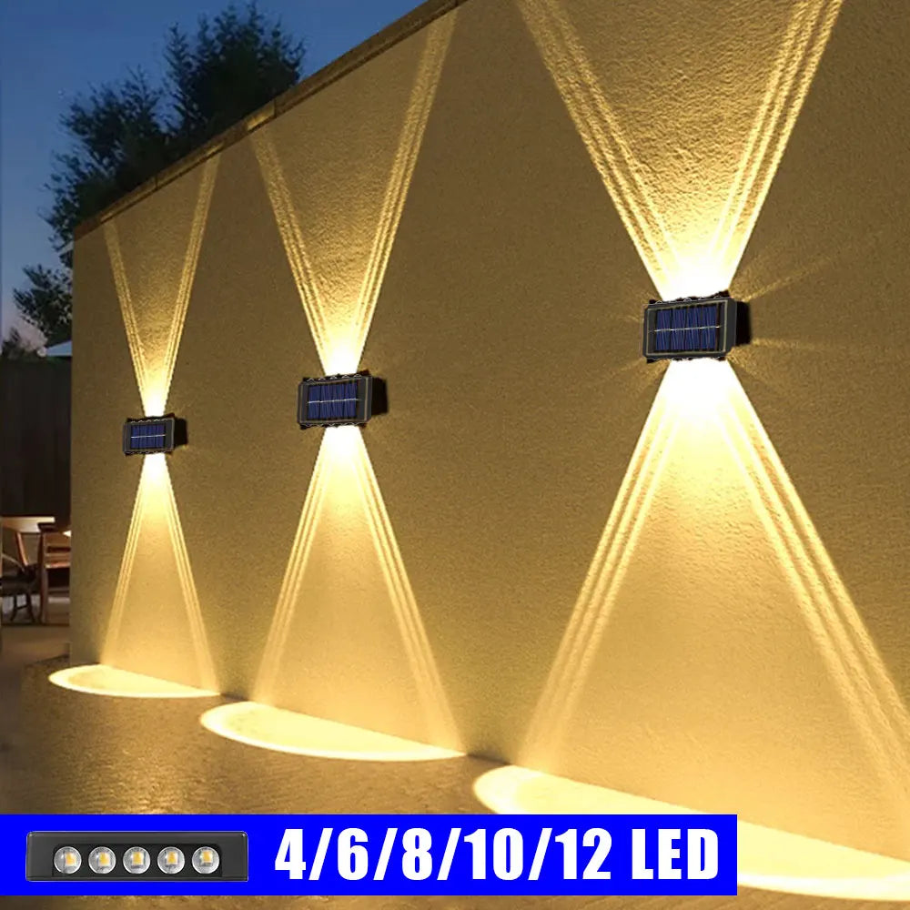 Solar wall lights in warm white for outdoor lighting