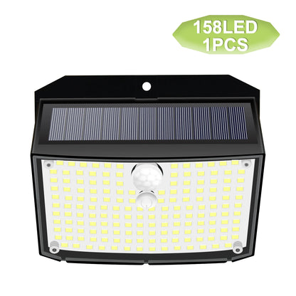 Black solar garden light with 158 LEDs for outdoor use