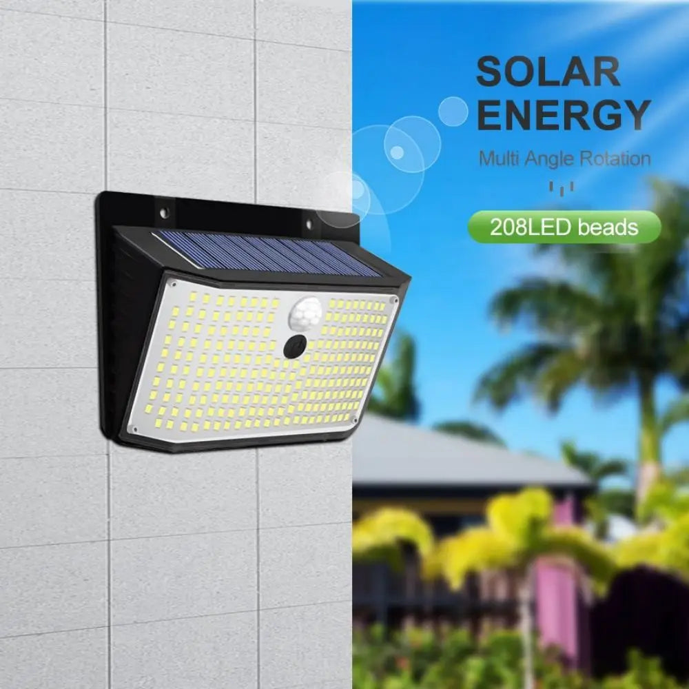 Black solar lights in garden with 208 LED beads