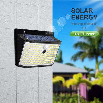 Black solar lights in garden with 208 LED beads