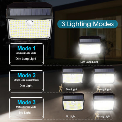 Black solar lights in garden with three lighting modes