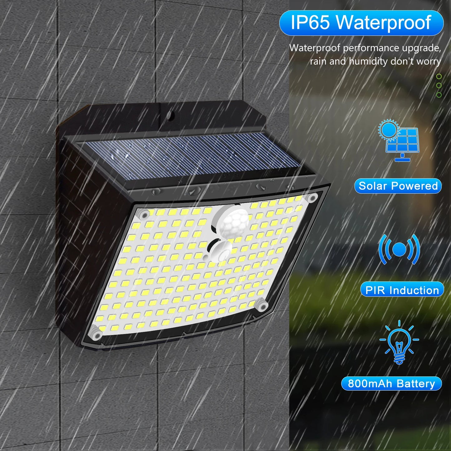 Black Solar Lights in Garden with PIR Sensor for Outdoor Use