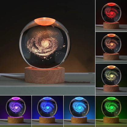 Crystal ball night lamp with solar system design
