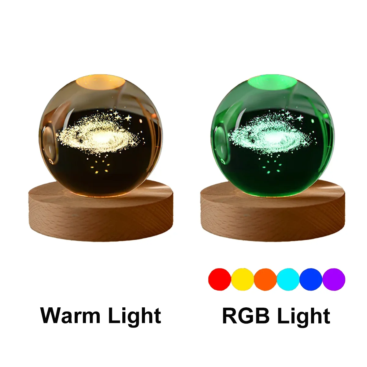 Crystal Solar System Night lamp with warm and RGB light options