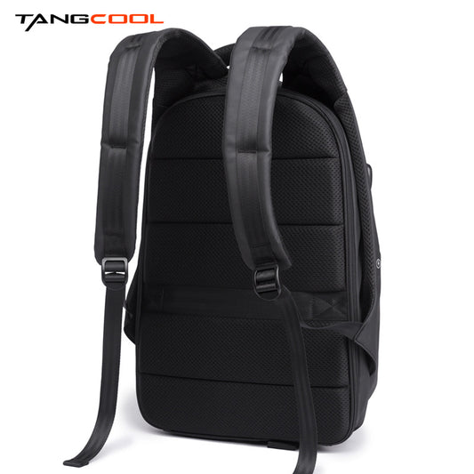 Stylish black Tangcool men's backpack featuring padded shoulder straps, perfect as a cool outdoor backpack for men