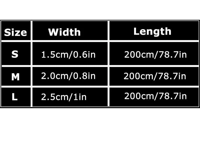 Truelove Adjustable Multi-Function Dog Lead Size Chart with Width and Length Measurements